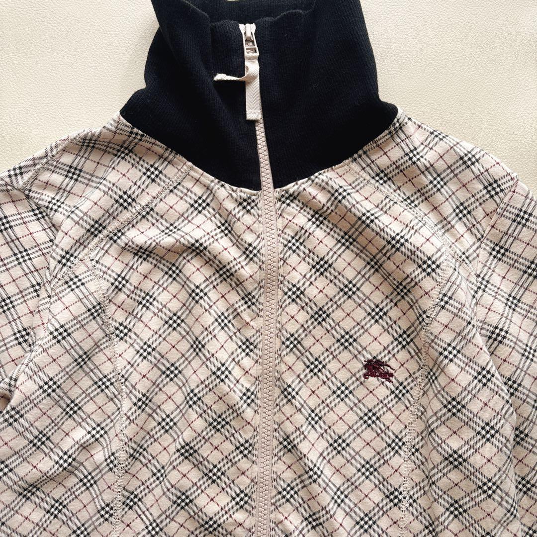 バーバリーブルーレーベル ジップパーカー トップス ノバチェック ホース刺繍 M