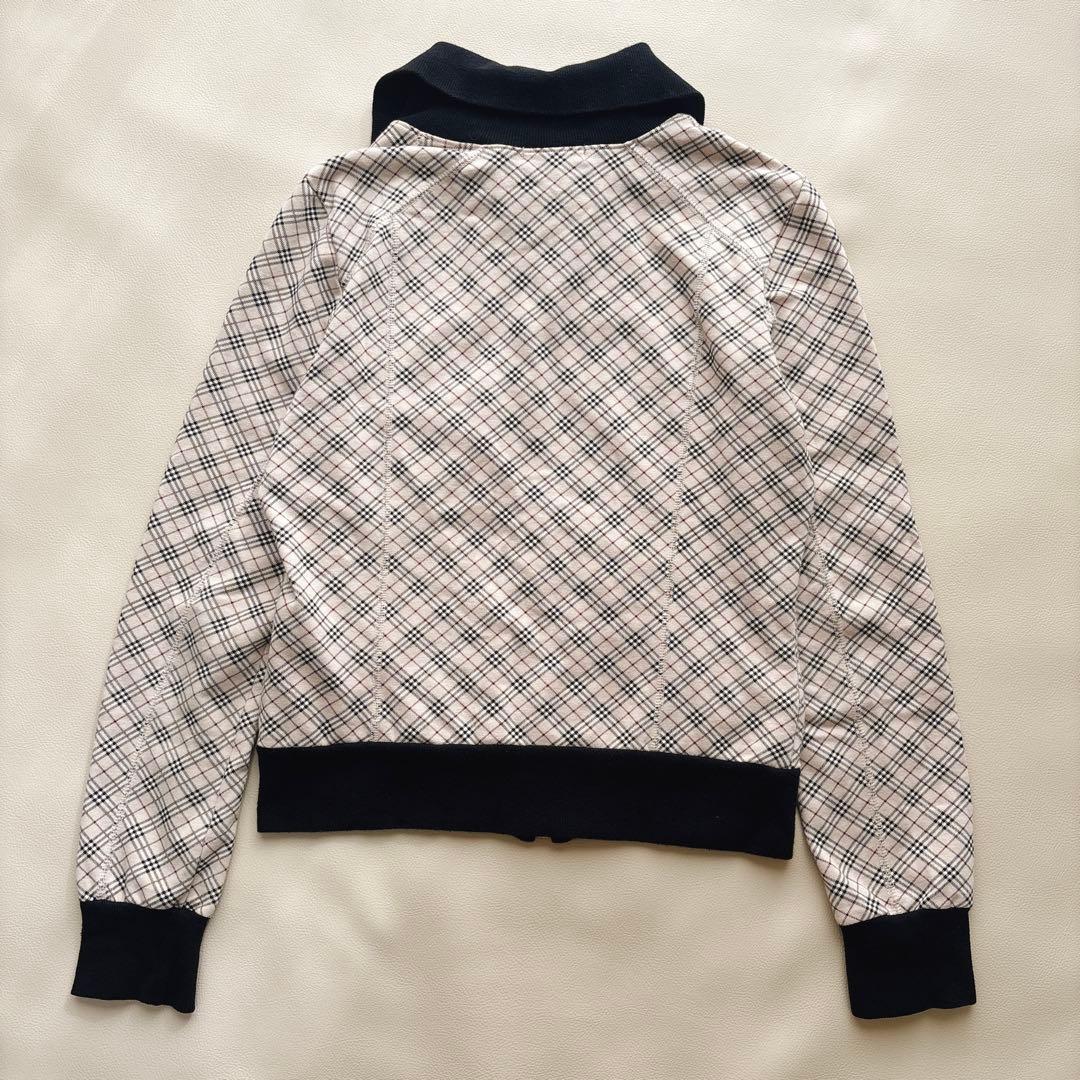 バーバリーブルーレーベル ジップパーカー トップス ノバチェック ホース刺繍 M