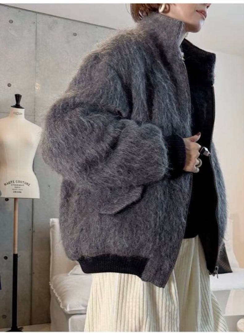 値下げ中！CHIEKO+ shaggy blouson 36 grey ブルゾン