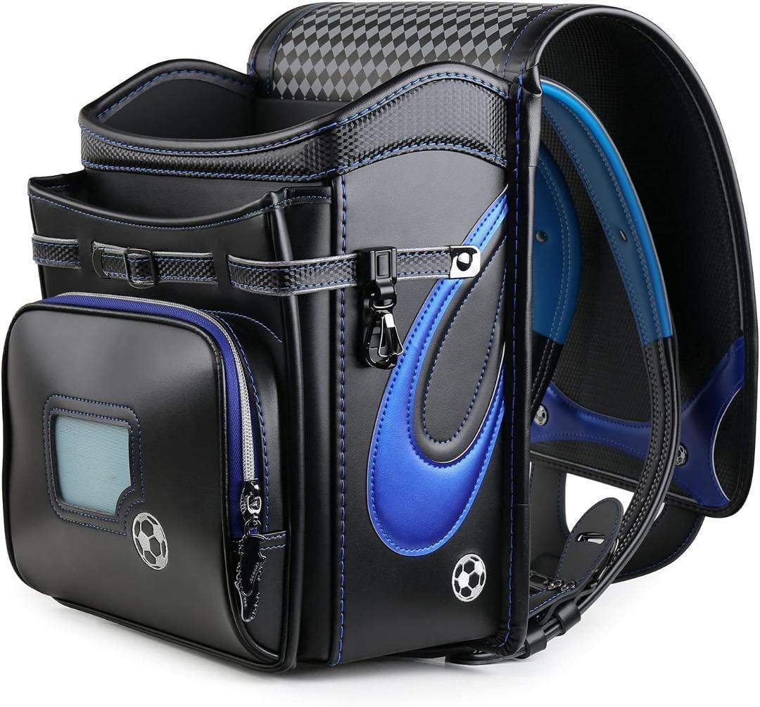 人気　ランドセル　男の子　A4フラットファイル対応　サッカー　小学生　黒×青