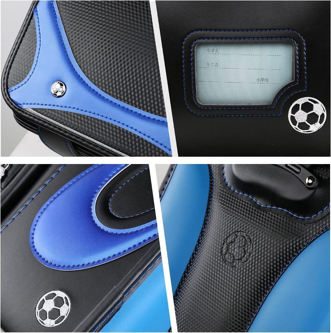 人気　ランドセル　男の子　A4フラットファイル対応　サッカー　小学生　黒×青