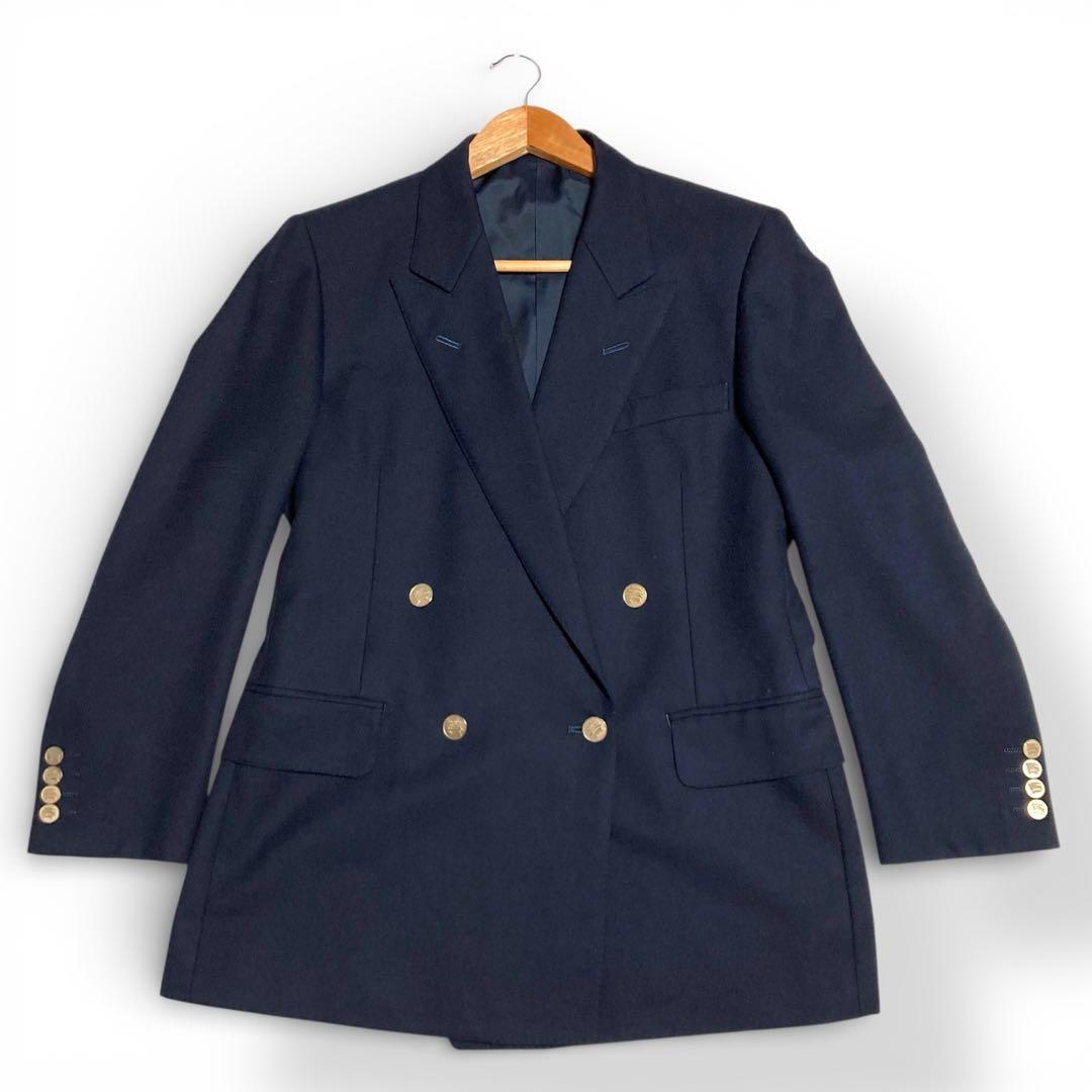 バーバリー★紺ブレ テーラードジャケット 金ボタン ダブル シャドーホース