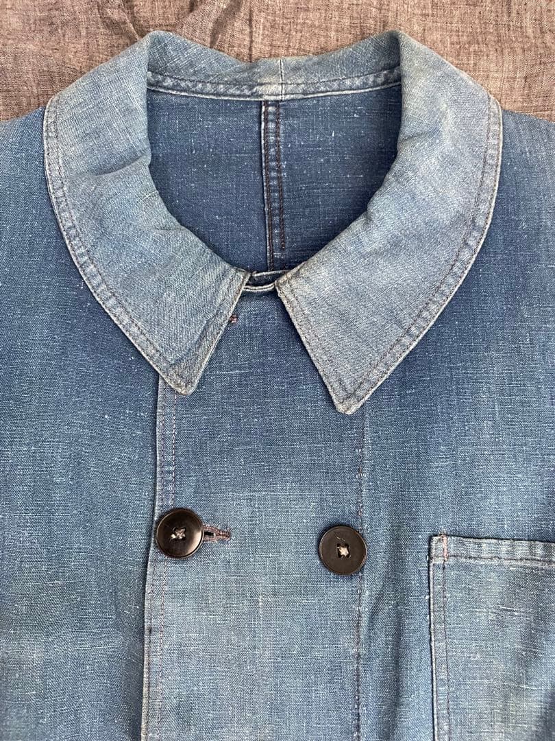 ジャケット・アウター 1940s indigo linen doublebreasted jacket