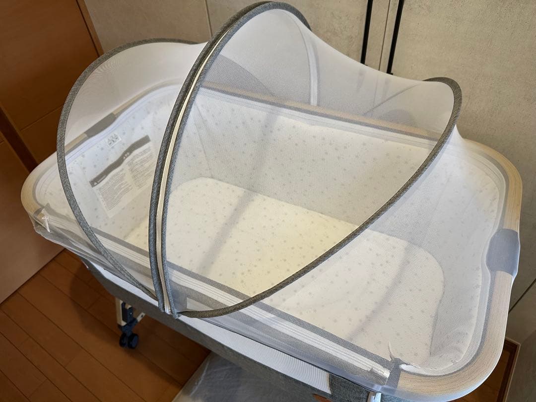 【美品】HZDMJ 2024新型ベビーベッド コンパクト　折りたたみ　グレー