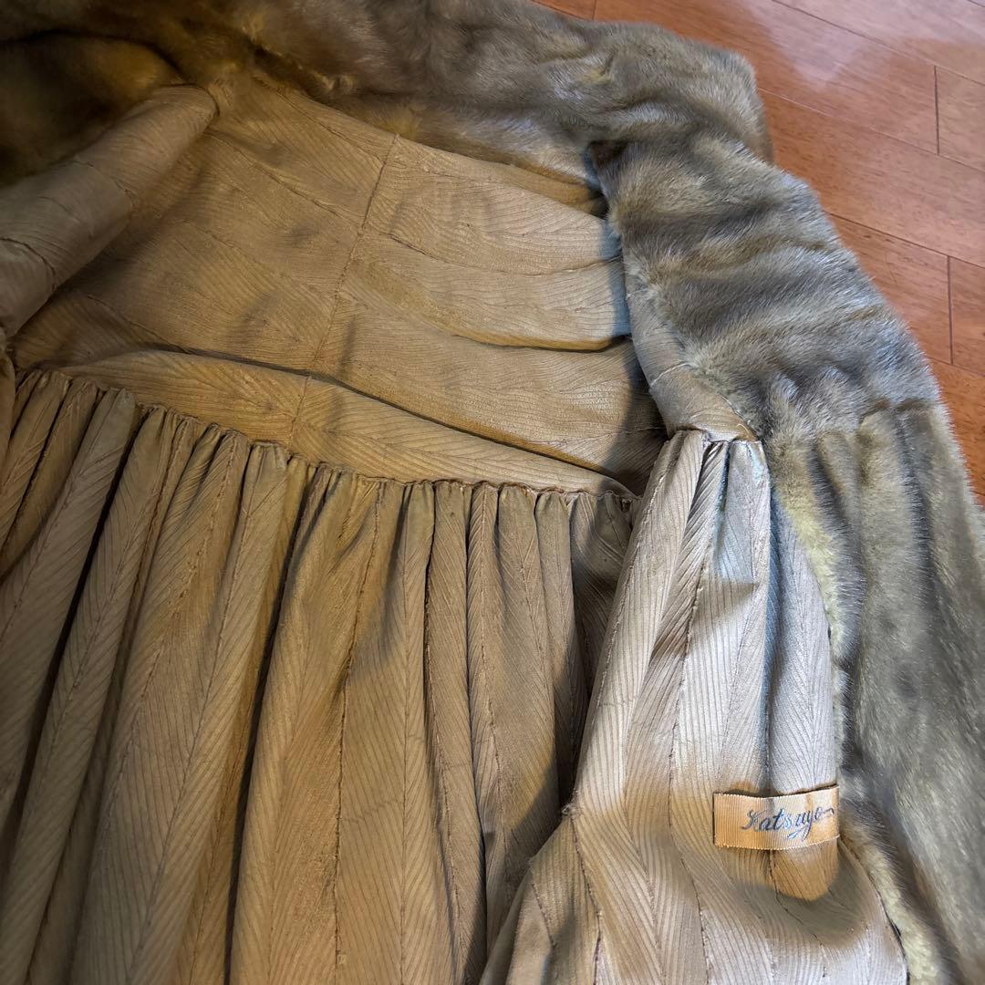 オリーブグリーン 毛皮ロングコート