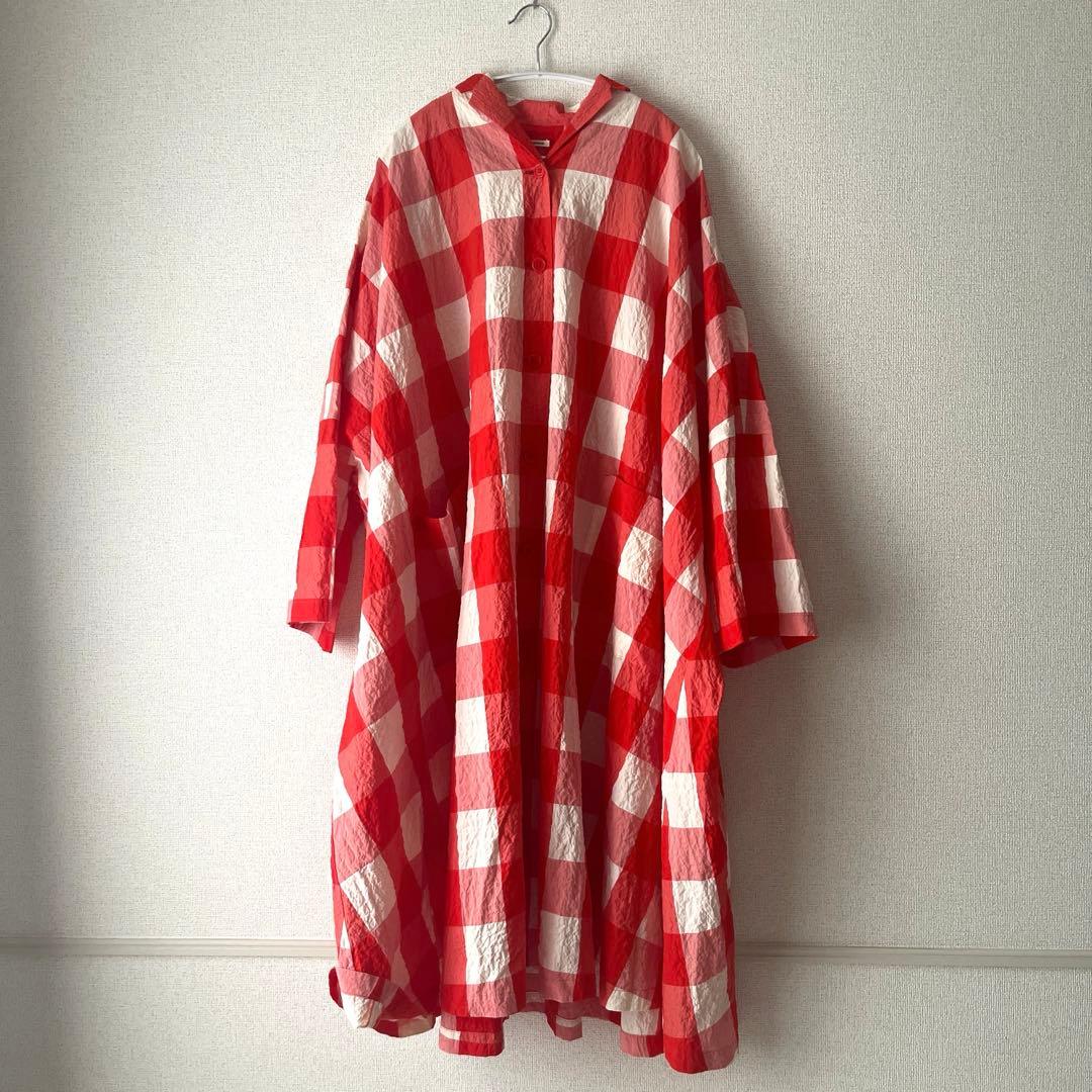 【美品】apuntob アプントビー ドロップショルダーワンピース　赤チェック