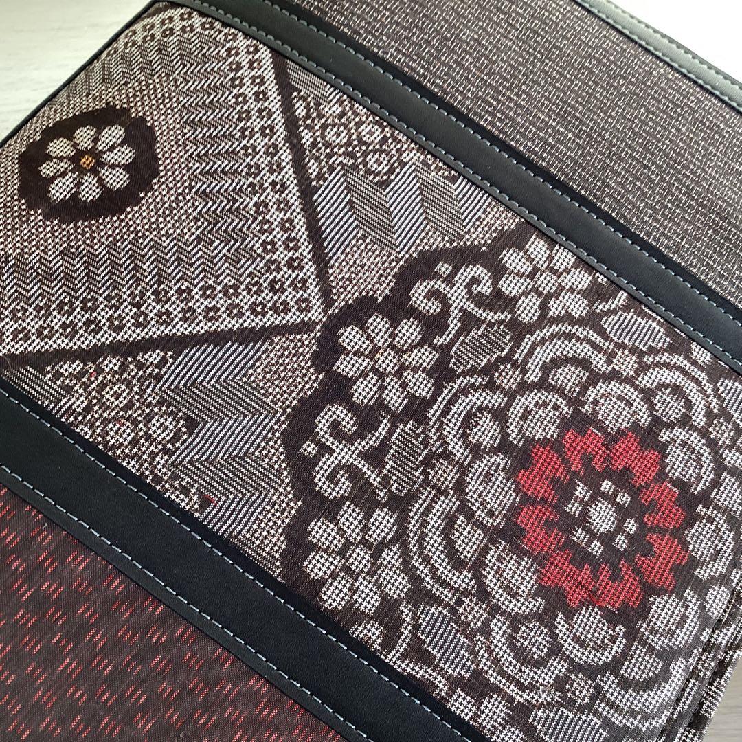 着物リメイク 大島紬 秋名バラ 龍郷 本革 和装バッグ ハンドメイド 古布
