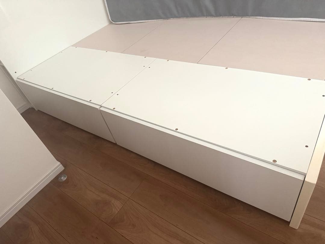 ニトリ ホワイト 収納 コンセント付きベッド ダブル マットレス