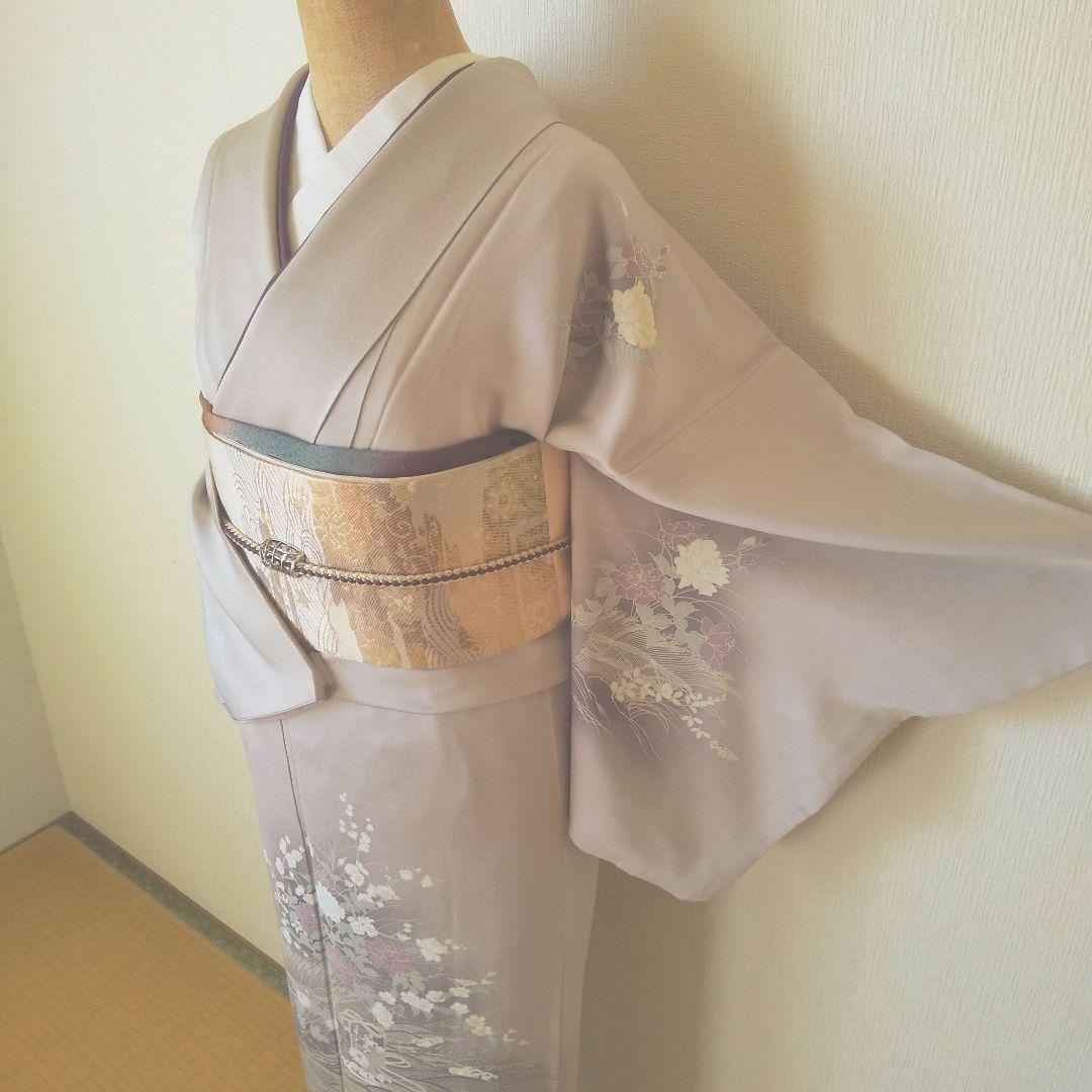 【高島屋誂製】正絹・訪問着・薄紫寄りグレー系・袷