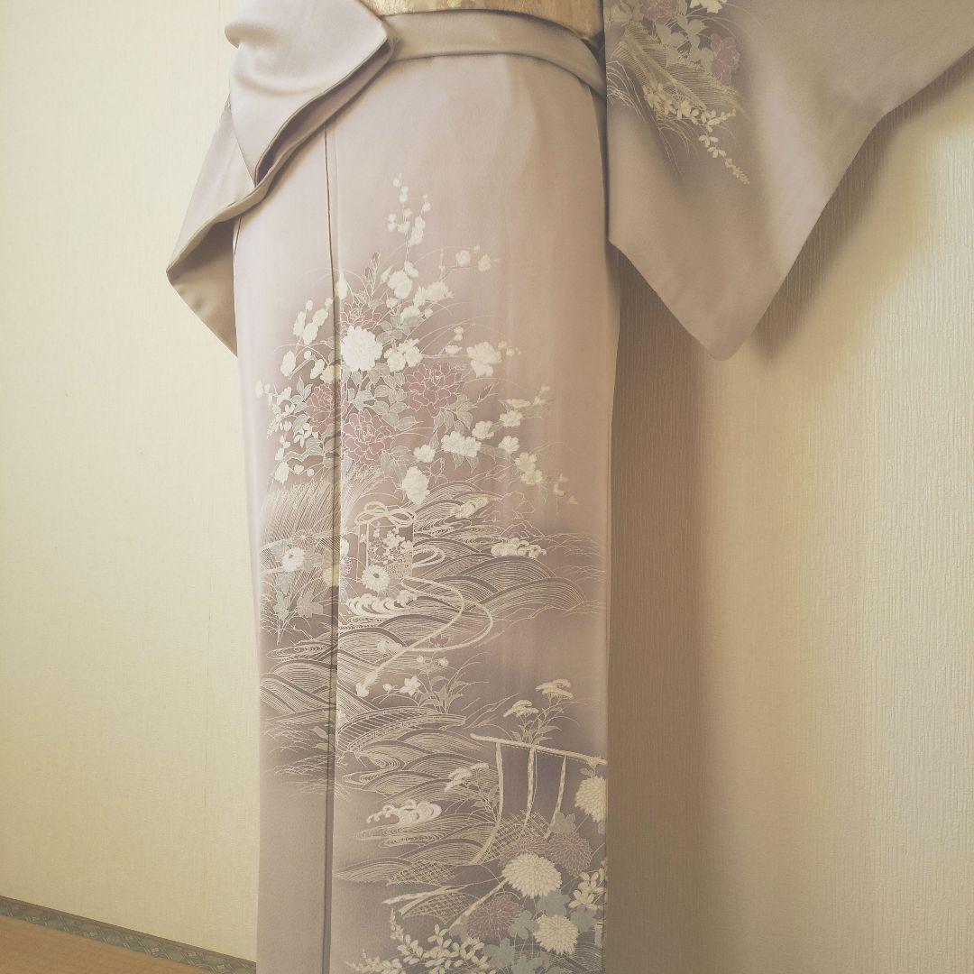 【高島屋誂製】正絹・訪問着・薄紫寄りグレー系・袷