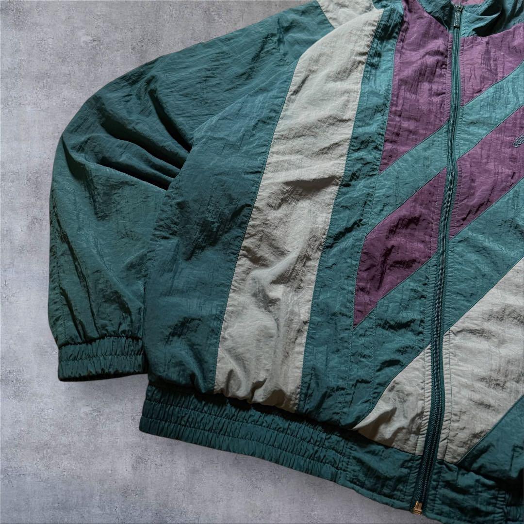 1501 古着90年代adidasナイロンジャケット刺繍ロゴ好配色マルチカラー