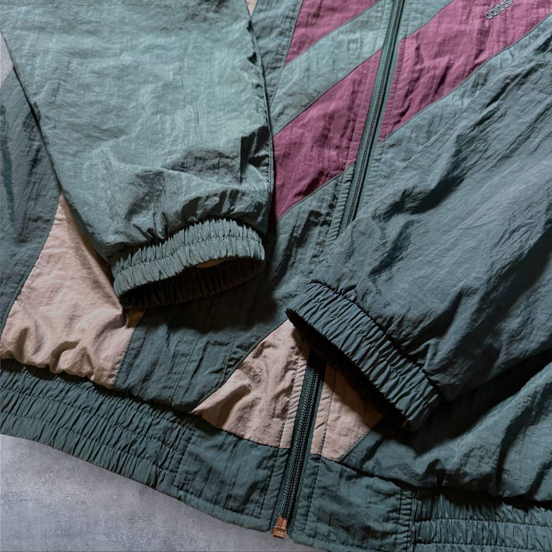 1501 古着90年代adidasナイロンジャケット刺繍ロゴ好配色マルチカラー