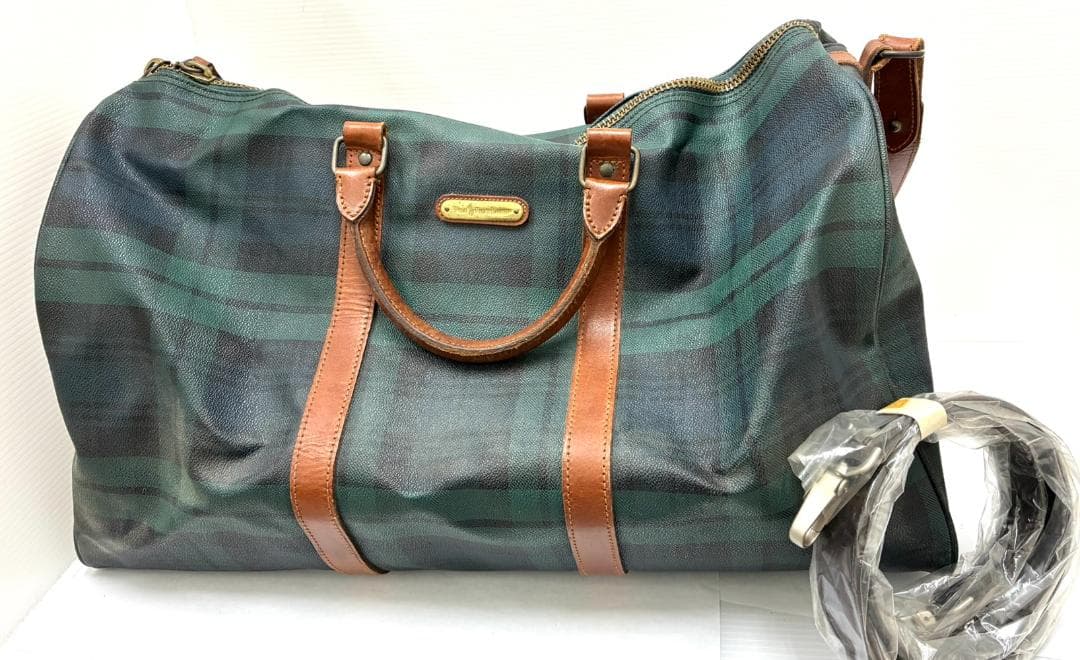 25S12-236 ポロラルフローレン ボストンバッグ グリーン系 チェック柄