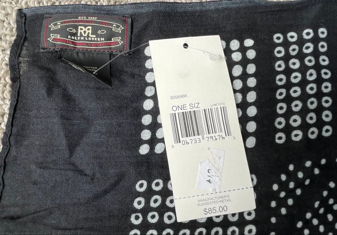 新品未使用　タグ付き RRL ドット柄 バンダナ ストール コットン ネイビー