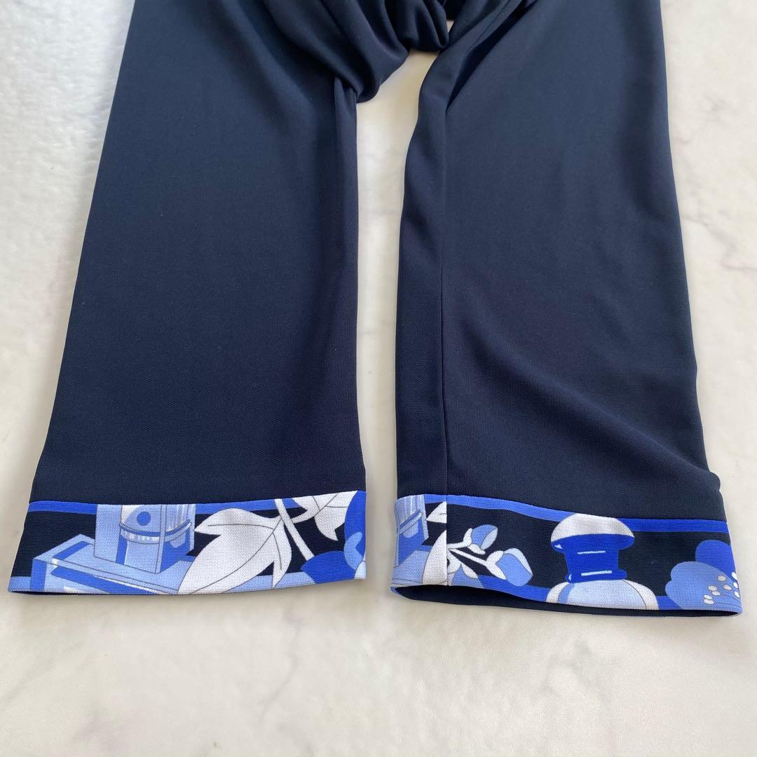 美品★LEONARD レオナール 7分袖チュニック 花柄 ネイビー 38