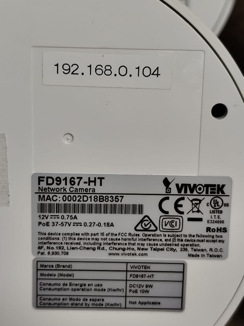 VIVOTEK FD9167-HT ドーム型カメラ 4台セット