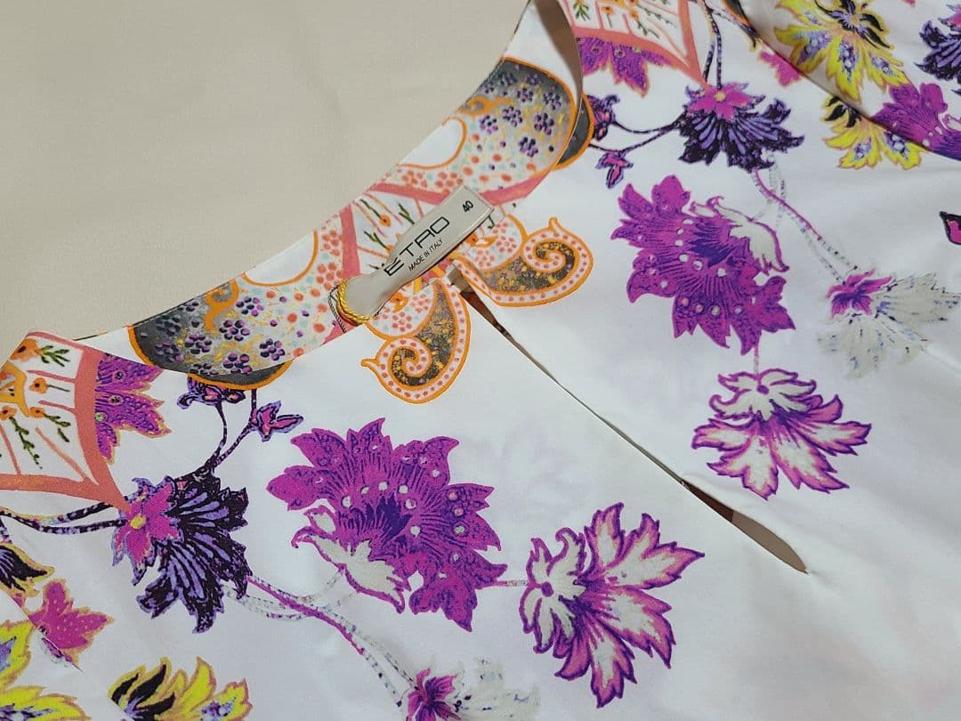 ETRO エトロ 未使用品 花柄 半袖 ひざ丈ワンピース サイズ40 M