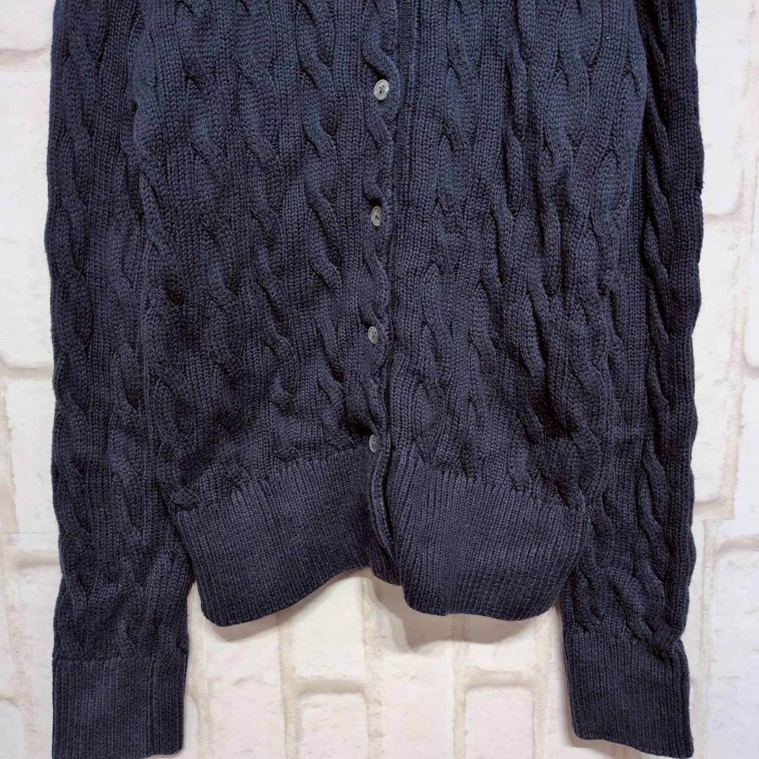良品★Polo Ralph Lauren ケーブルニット カーディガン 紺 M