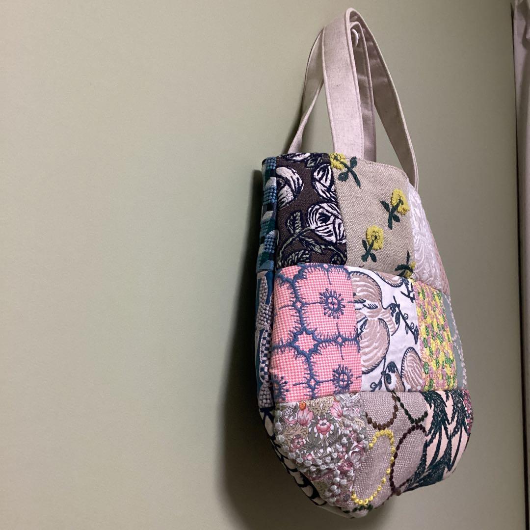 ミナペルホネン　パッチワークふっくらまるみのトートバッグハンドメイド