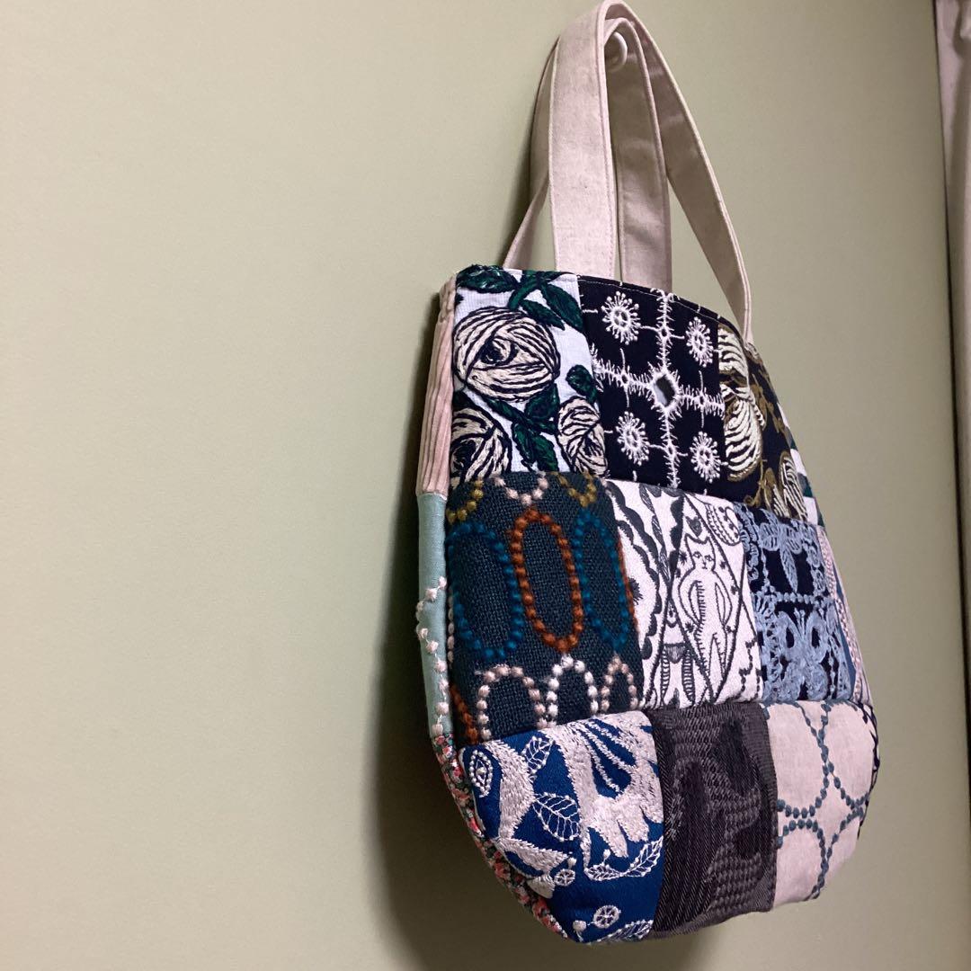 ミナペルホネン　パッチワークふっくらまるみのトートバッグハンドメイド