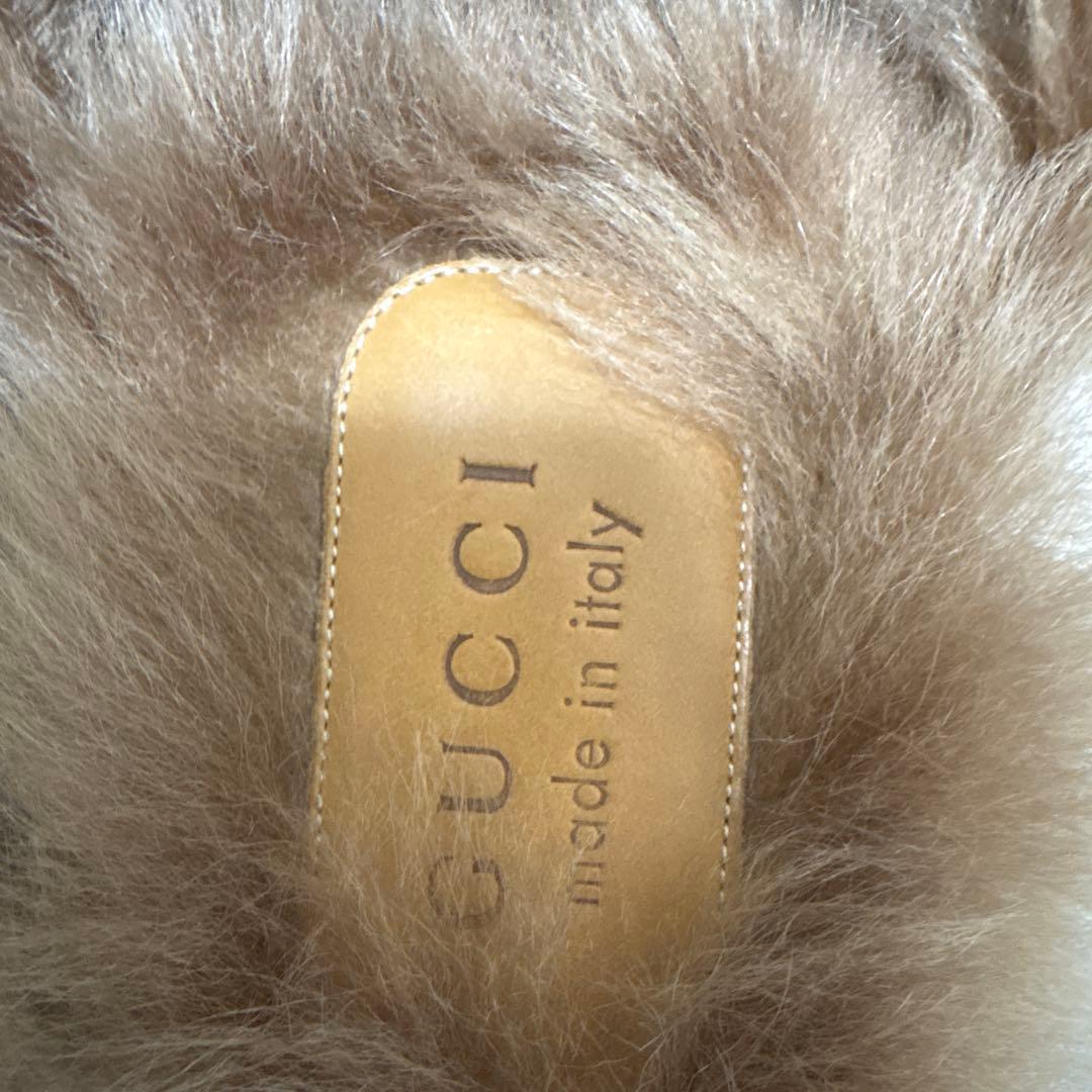 GUCCI ドラゴンワッペン ファーシューズ/サイズ7