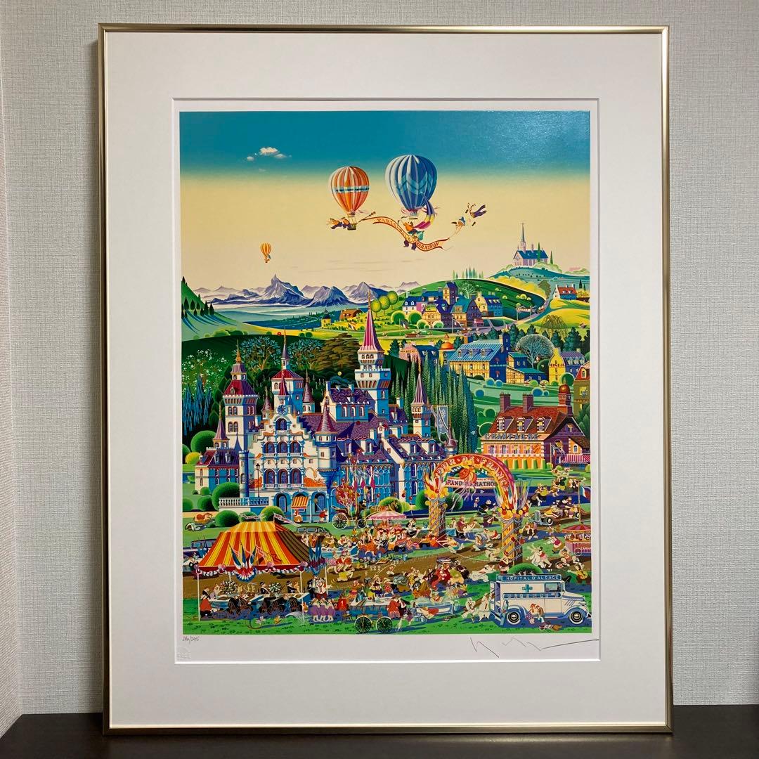 【真作】ヒロ・ヤマガタ「フィニッシュライン」シルクスクリーン 直筆サイン 版画