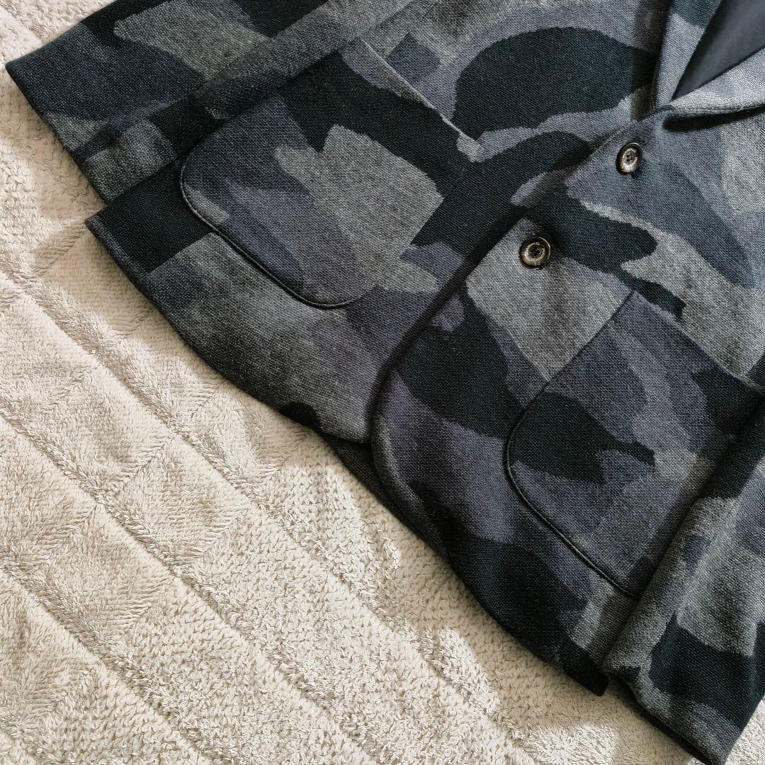 XL 大きいサイズ ウノピゥ リラックス テーラードジャケット ニット カモフラ