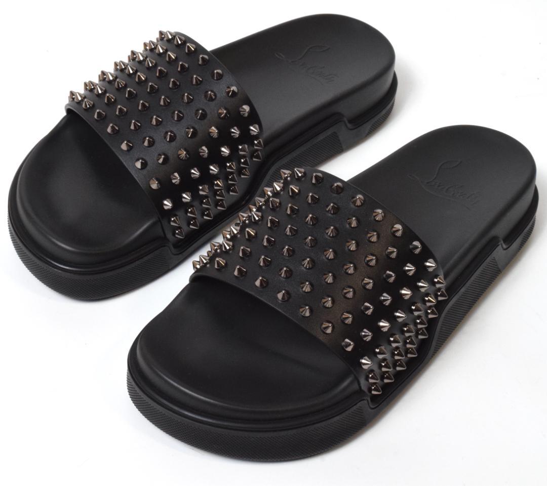 未使用 クリスチャンルブタン スタッズ レザーサンダル 42 POOL FUN