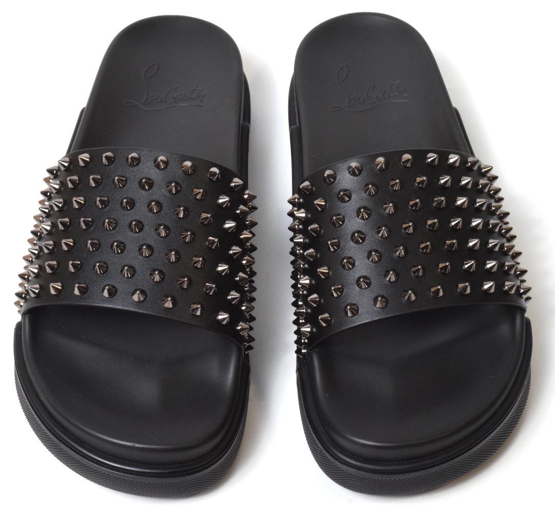 未使用 クリスチャンルブタン スタッズ レザーサンダル 42 POOL FUN