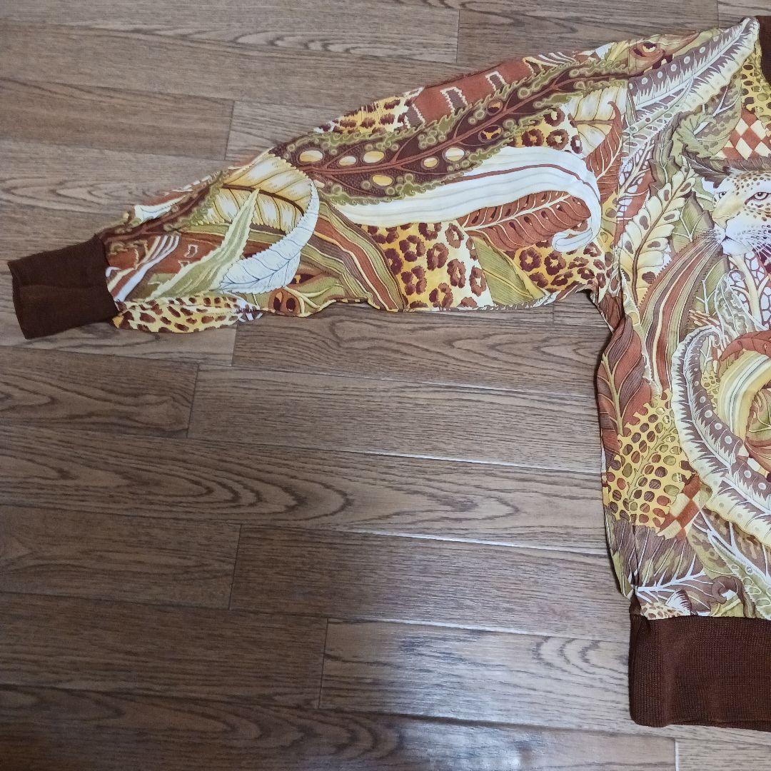 【美品】サルバトーレフェラガモ　シルクブラウス　カットソー　アニマル柄　ブラウン