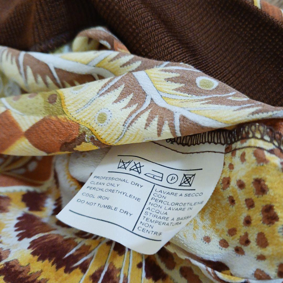 【美品】サルバトーレフェラガモ　シルクブラウス　カットソー　アニマル柄　ブラウン