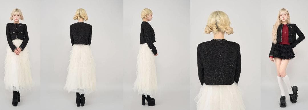 ダーリッチ darich スパンコールツイードジャケット BLK ブラック