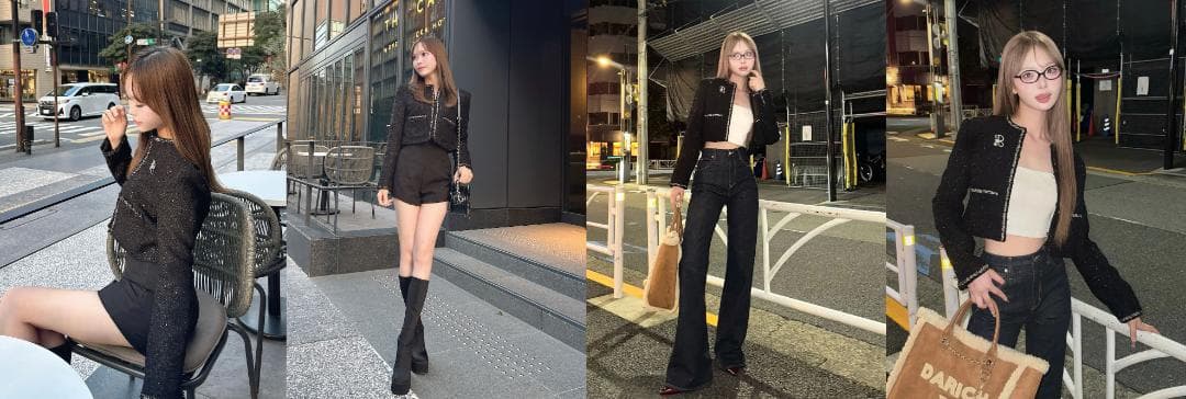 ダーリッチ darich スパンコールツイードジャケット BLK ブラック