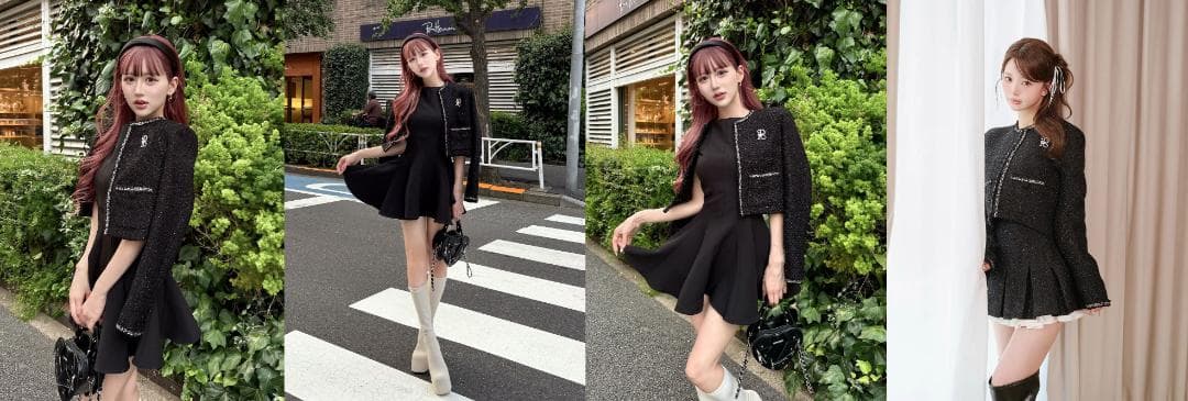 ダーリッチ darich スパンコールツイードジャケット BLK ブラック