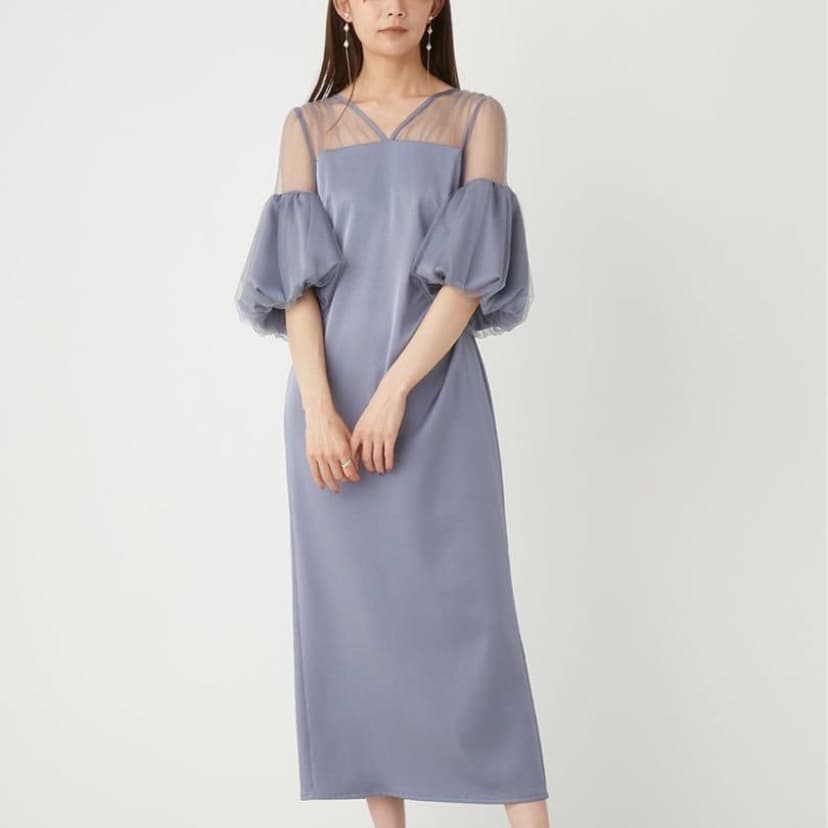 タグ付き　FRAY I.D フレイアイディー チュールコンビパフスリーブドレス