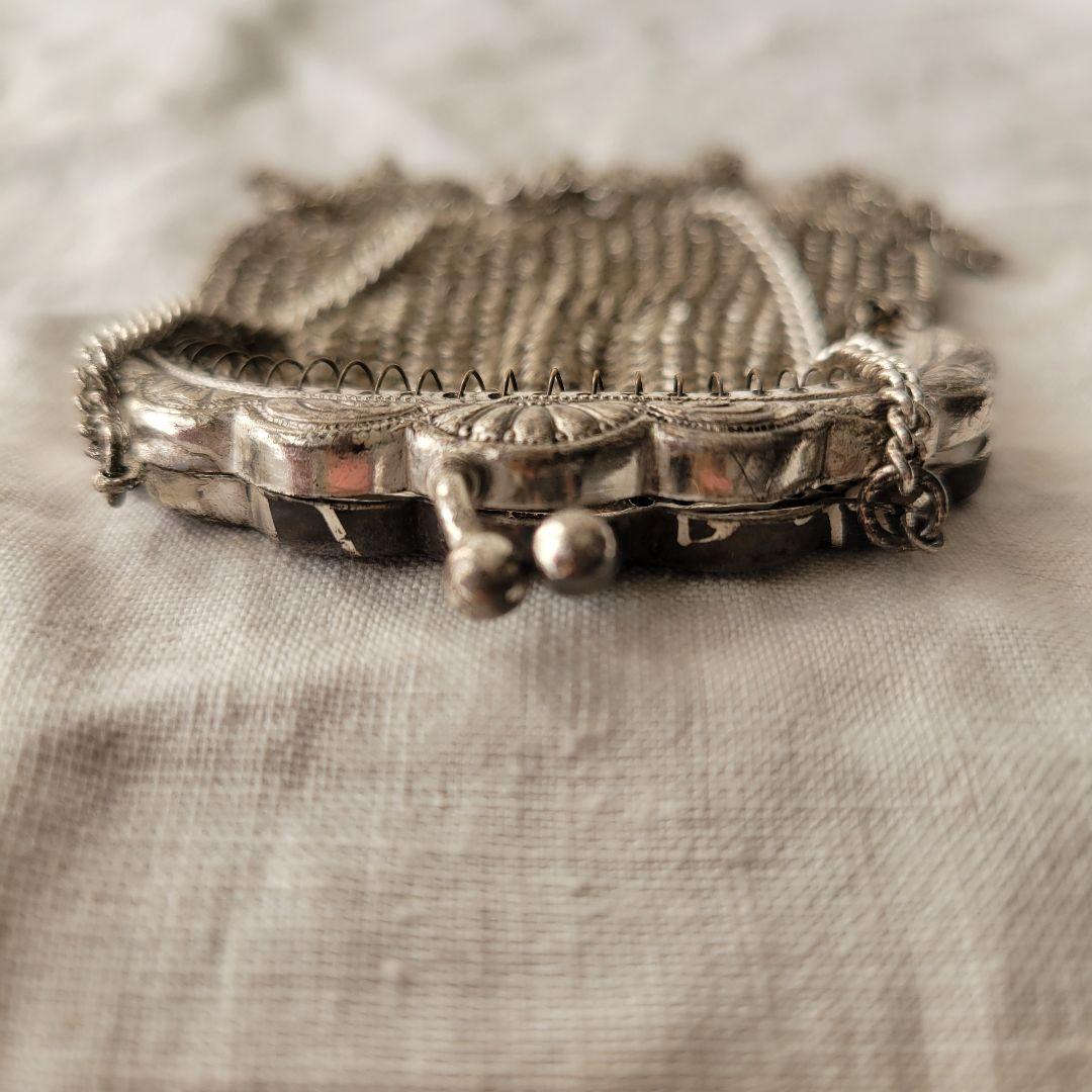 フランス　アンティーク　メタルメッシュパース　シャトレーン