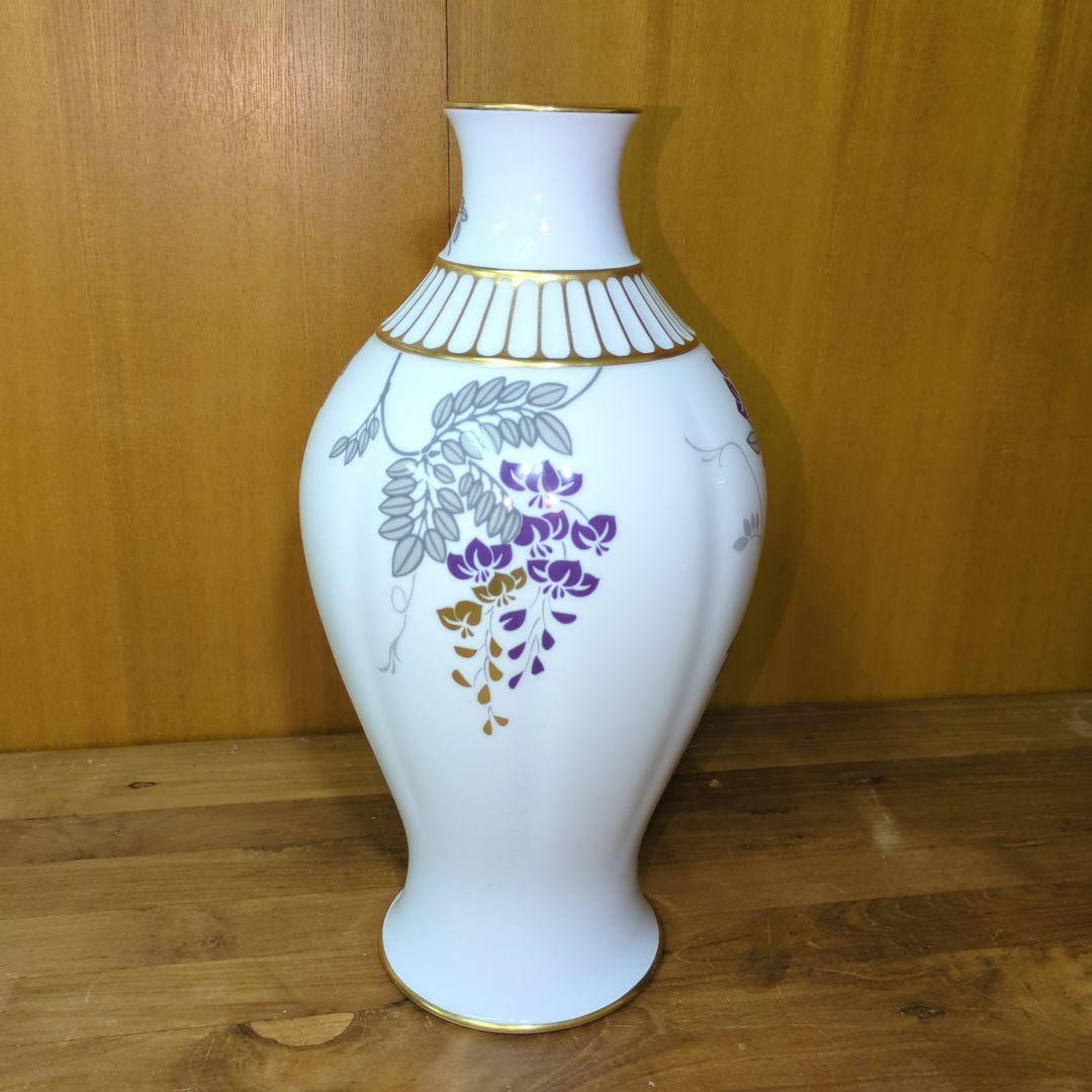 大倉陶園 OKURA 金彩色絵 藤の花 花瓶 高さ35cm
