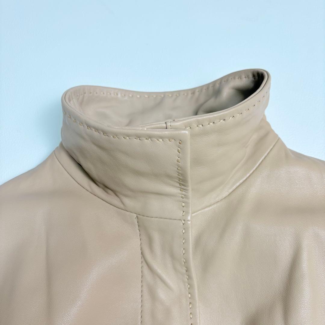 BALMAN レザージャケット 羊革 ジップアップ ベージュ 13 バルマン