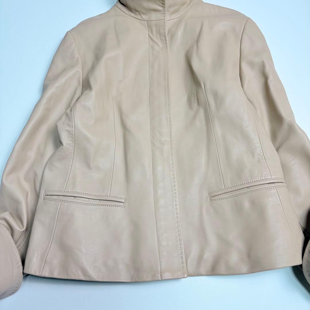 BALMAN レザージャケット 羊革 ジップアップ ベージュ 13 バルマン