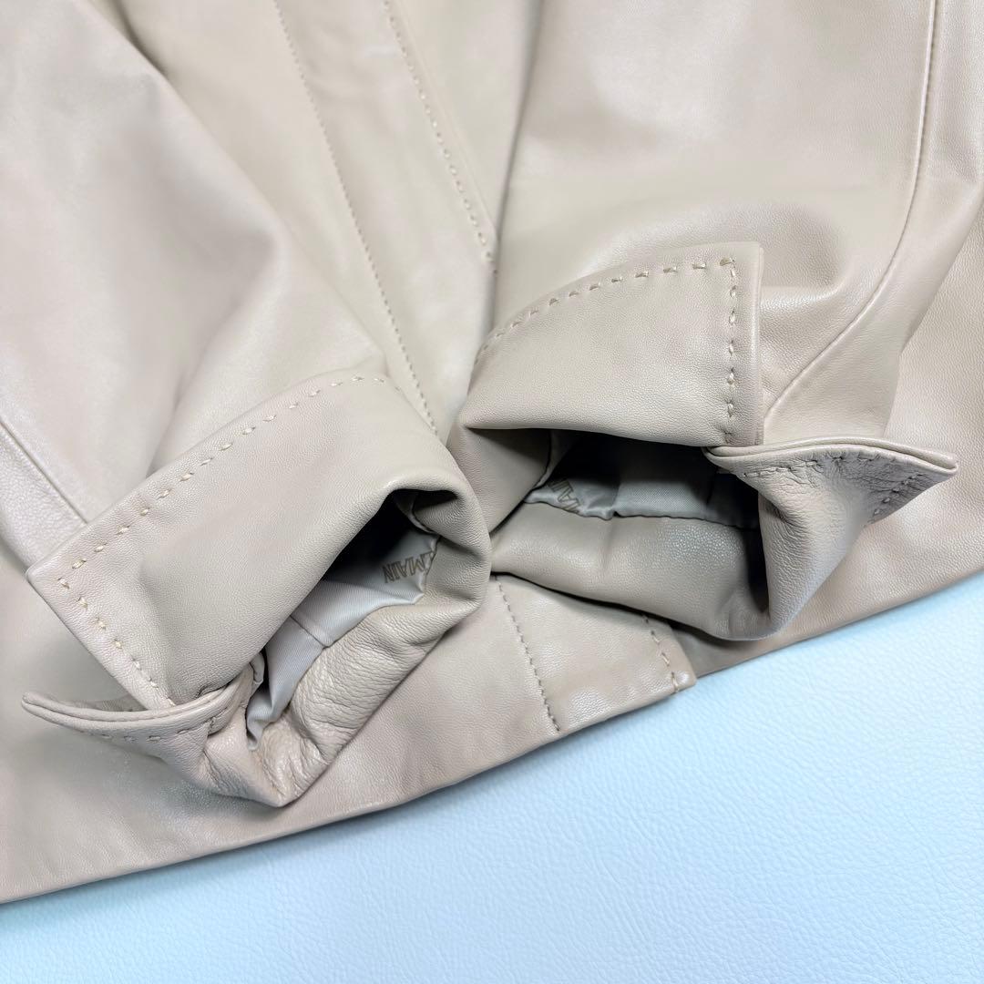 BALMAN レザージャケット 羊革 ジップアップ ベージュ 13 バルマン