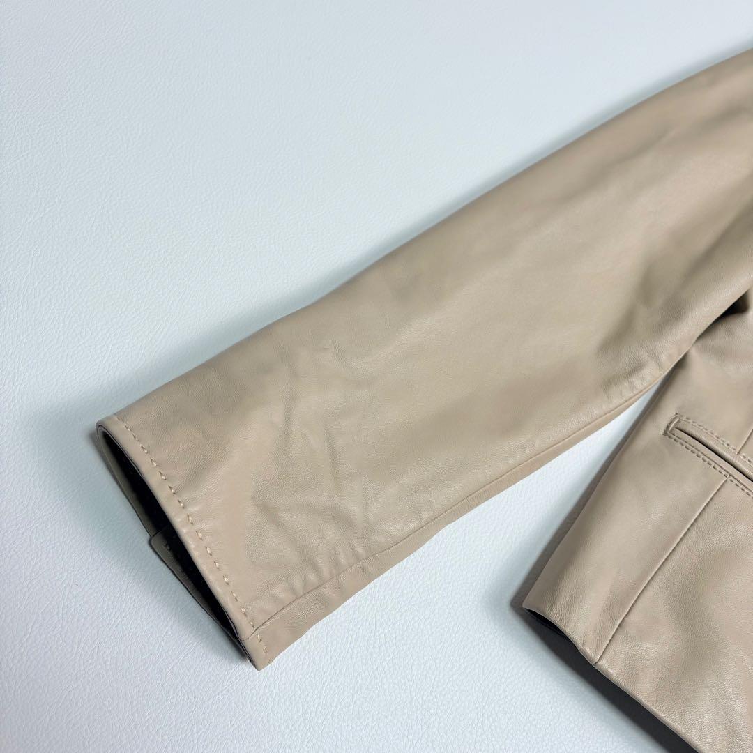 BALMAN レザージャケット 羊革 ジップアップ ベージュ 13 バルマン