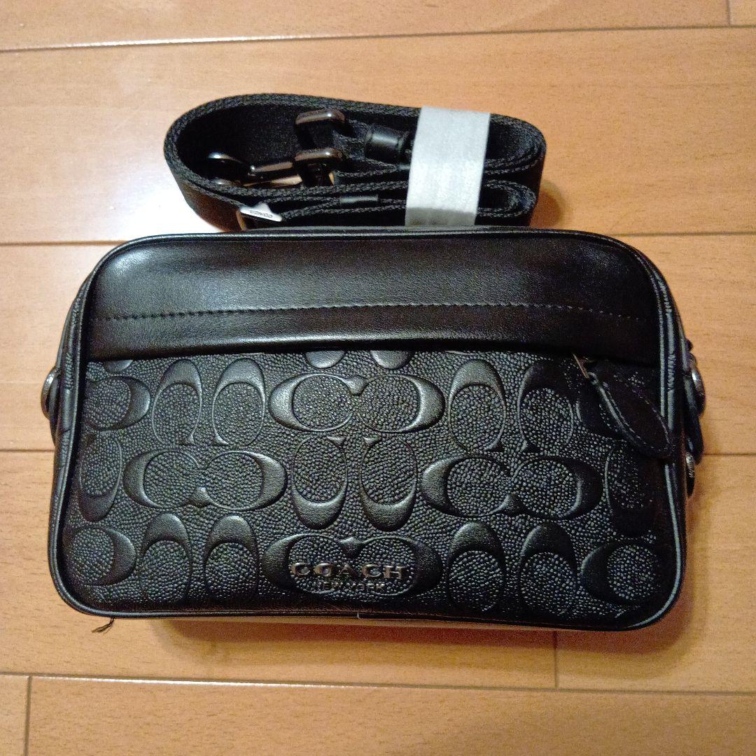 COACH ブラック レザー ショルダーバッグ