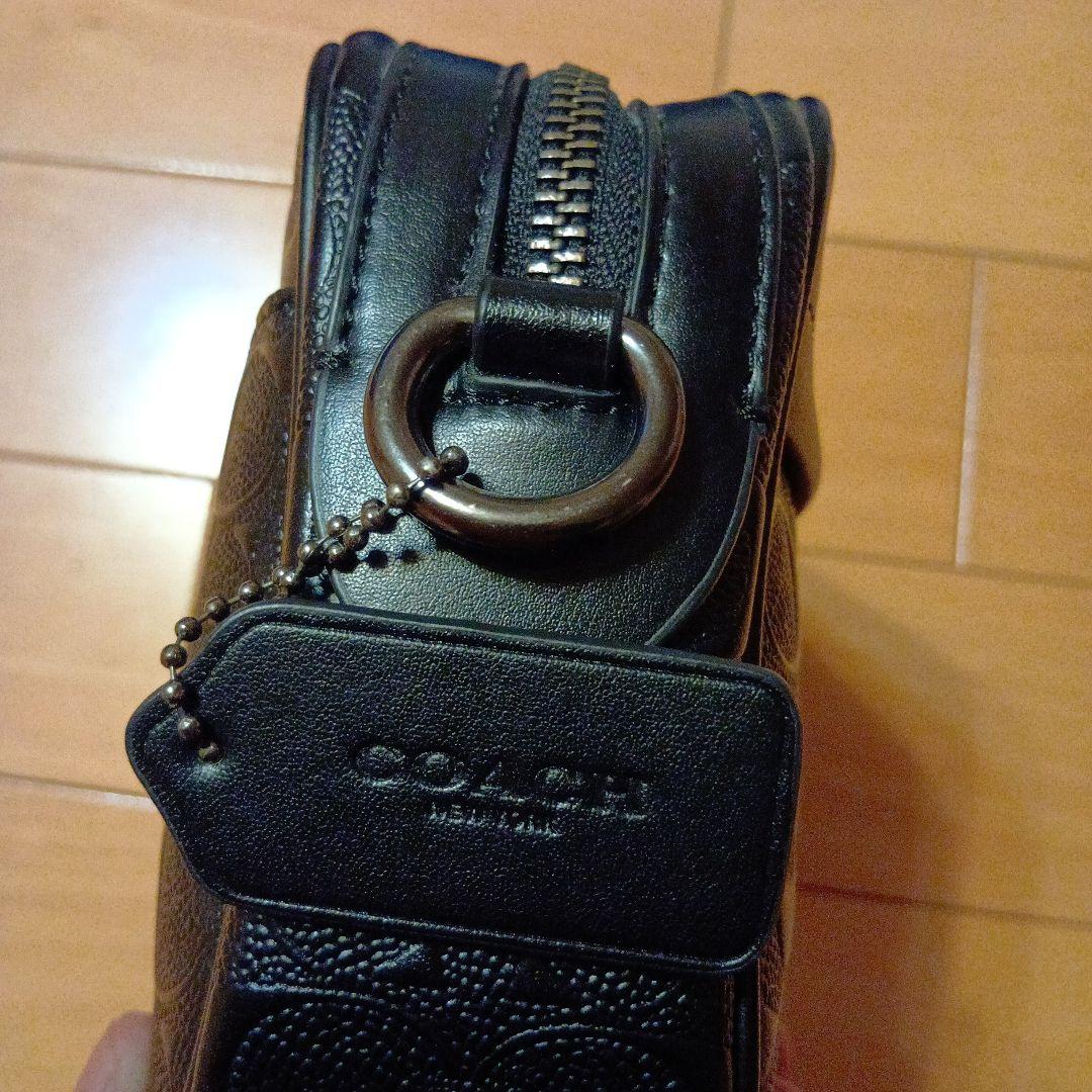 COACH ブラック レザー ショルダーバッグ