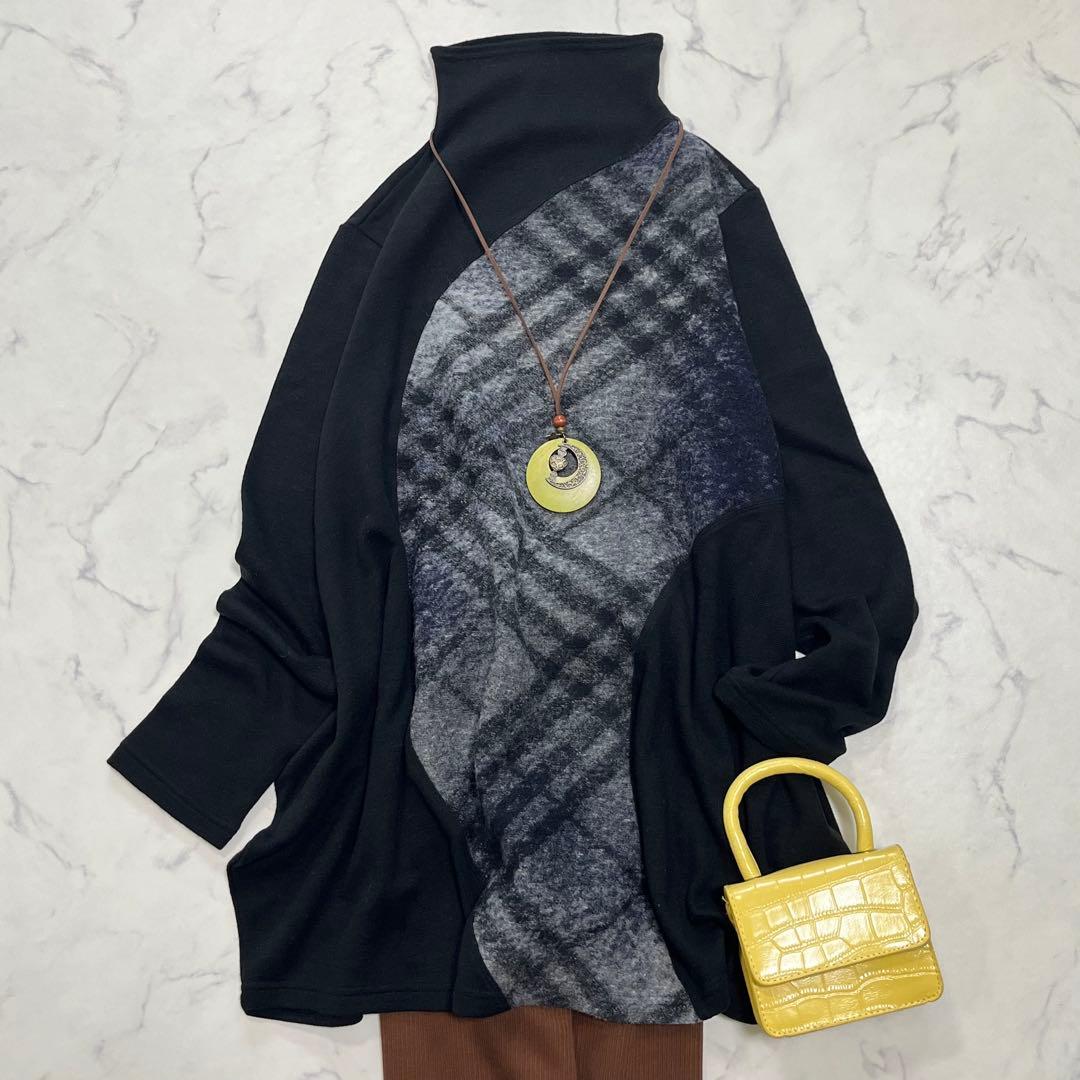 未使用級✨t.bセンソユニコ 異素材ウールニット チュニック 変形アシンメトリー