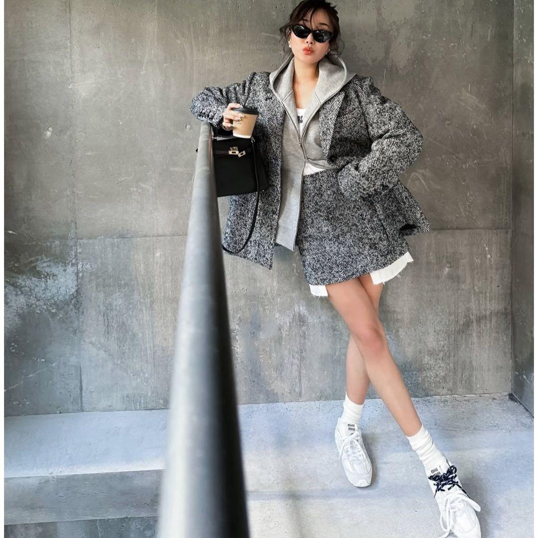 タグ付shellerシェリエherringbone layered skirt