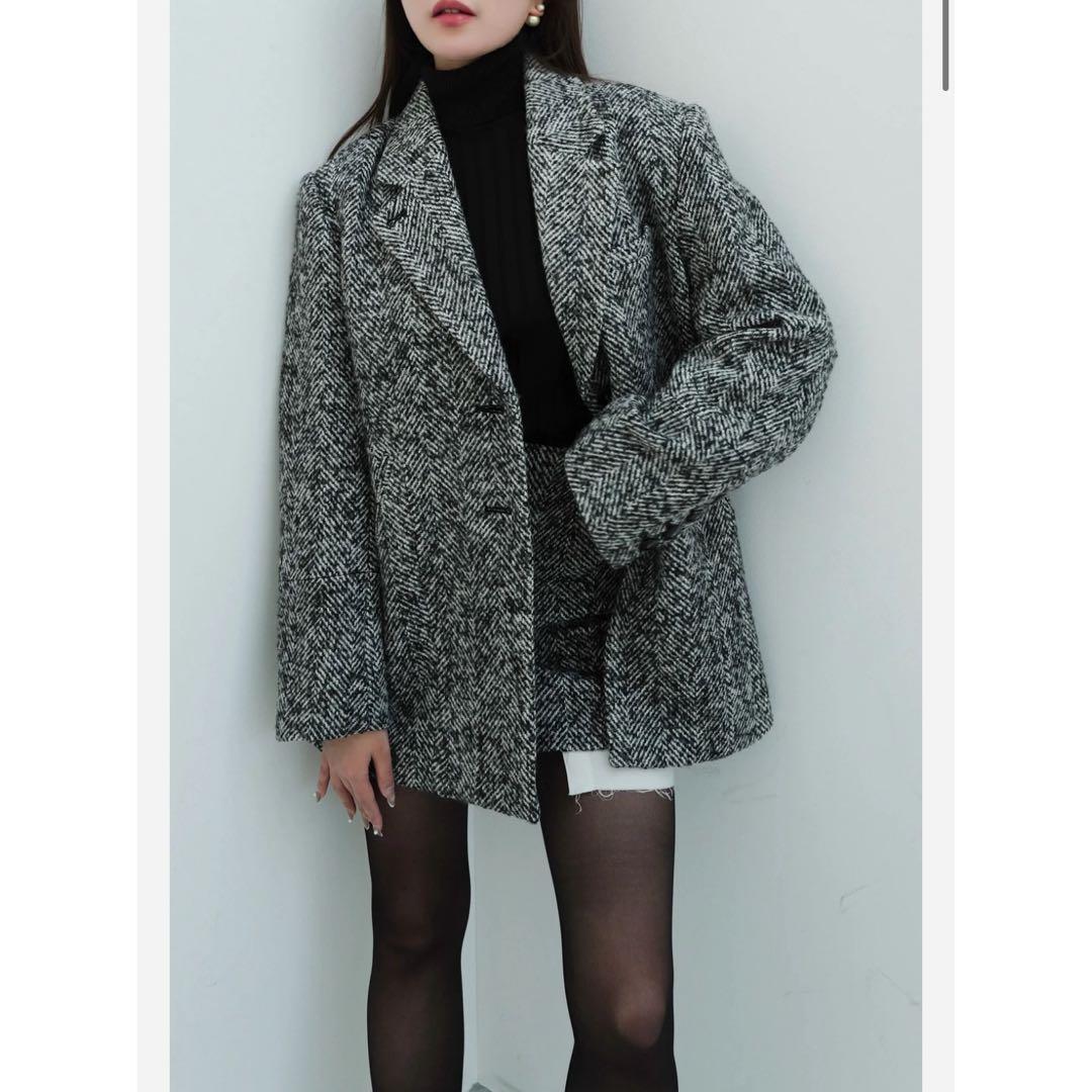 タグ付shellerシェリエherringbone layered skirt