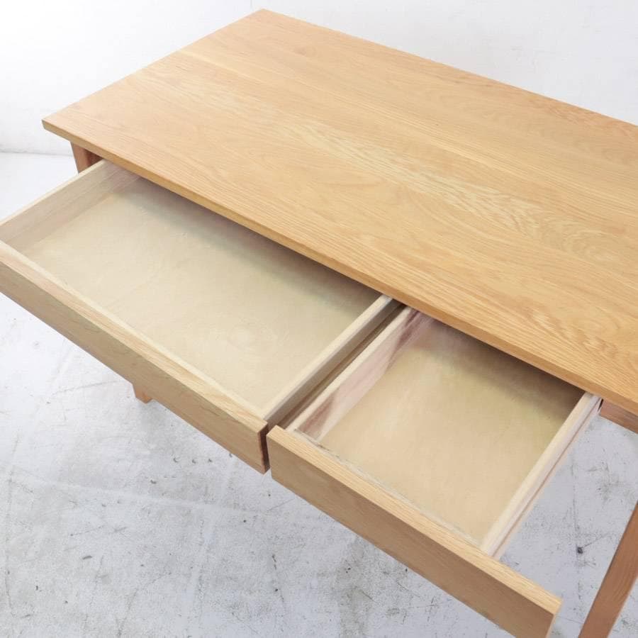 無印良品 無垢材デスク オーク材 引き出し付き 幅110cm 高さ70cm