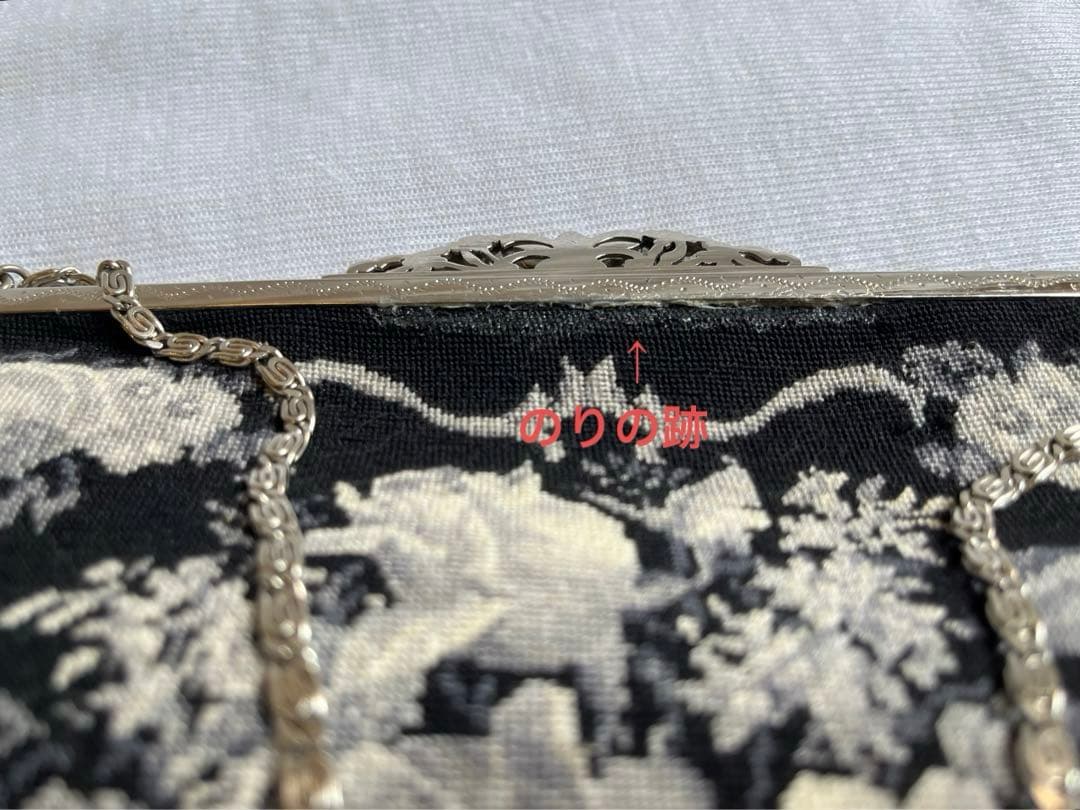 プチポワンバック　ニードルポイン 刺繍 アンティーク　モノクロ　ハンドバッグ