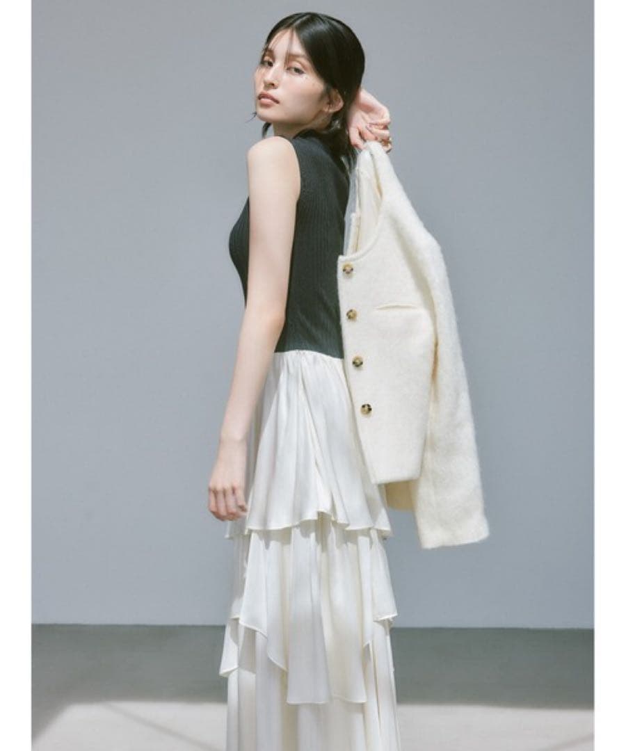 アシメティアードスカートコンビニットワンピース ブラック 00 フレイアイディー