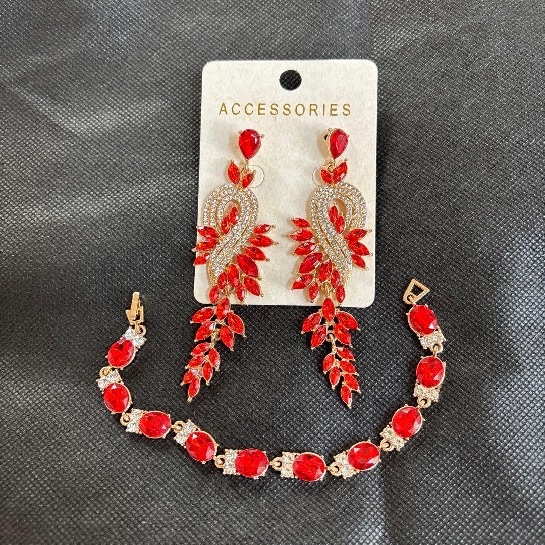 赤＋オレンジ　競技用ビキニ　Fitness JBBF ビキニフィットネス